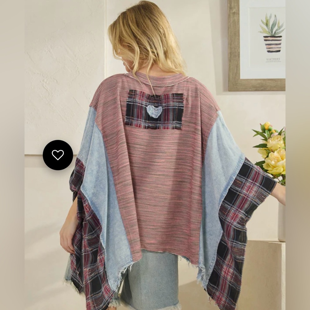 New Oli & Hali Colorful Patchwork Love Poncho - Picture 2 of 3